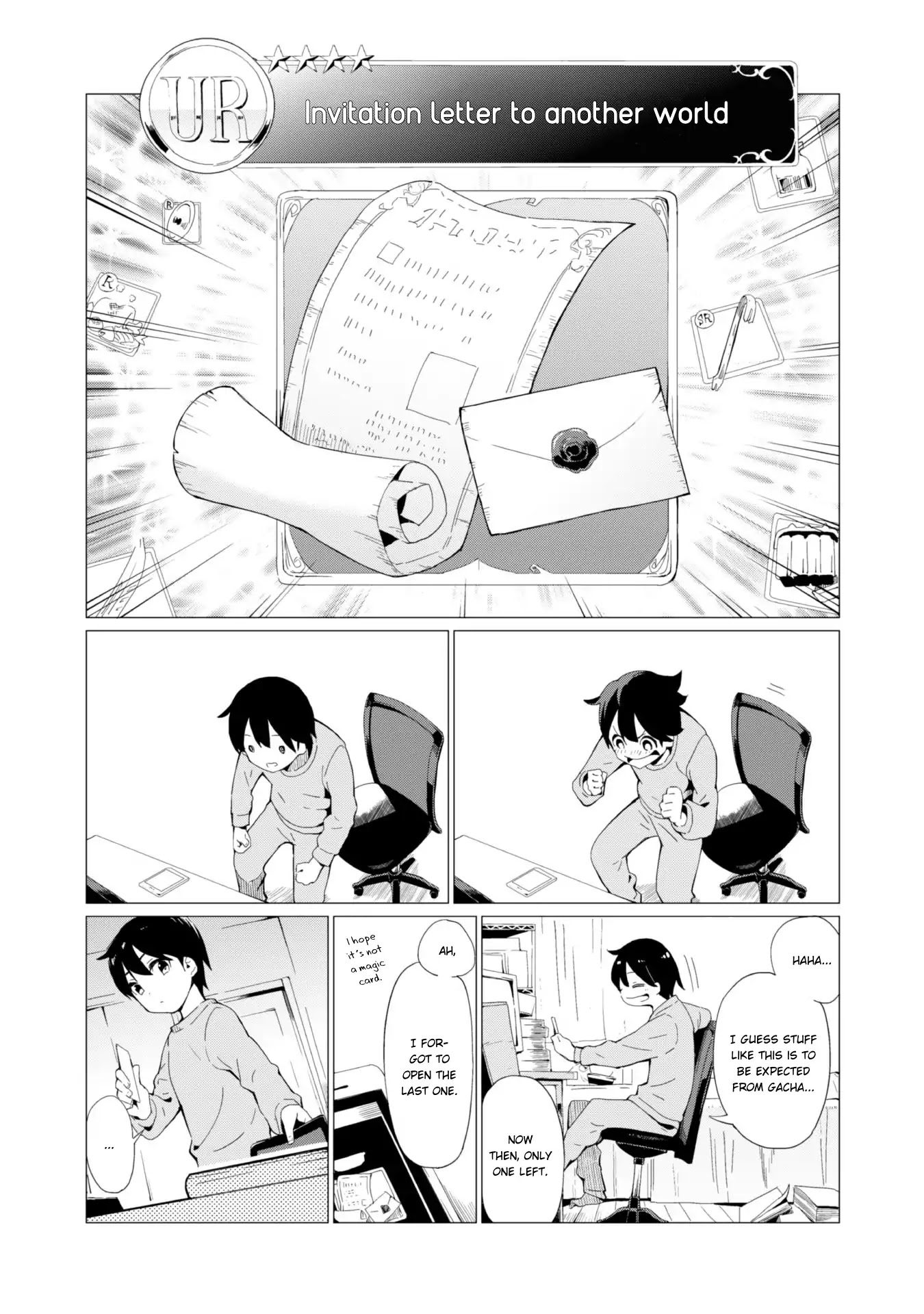 Gacha wo Mawashite Nakama wo Fuyasu: Saikyou no Bishoujo Gundan wo Tsukuriagero Chapter 1 page 9 - Chapter 1: Invitation Card to Another World