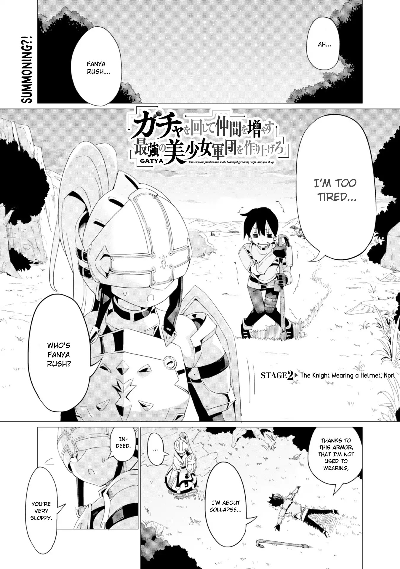 Gacha wo Mawashite Nakama wo Fuyasu: Saikyou no Bishoujo Gundan wo Tsukuriagero Chapter 2 page 1 - Chapter 2: The Knight Wearing A Helmet, Norl