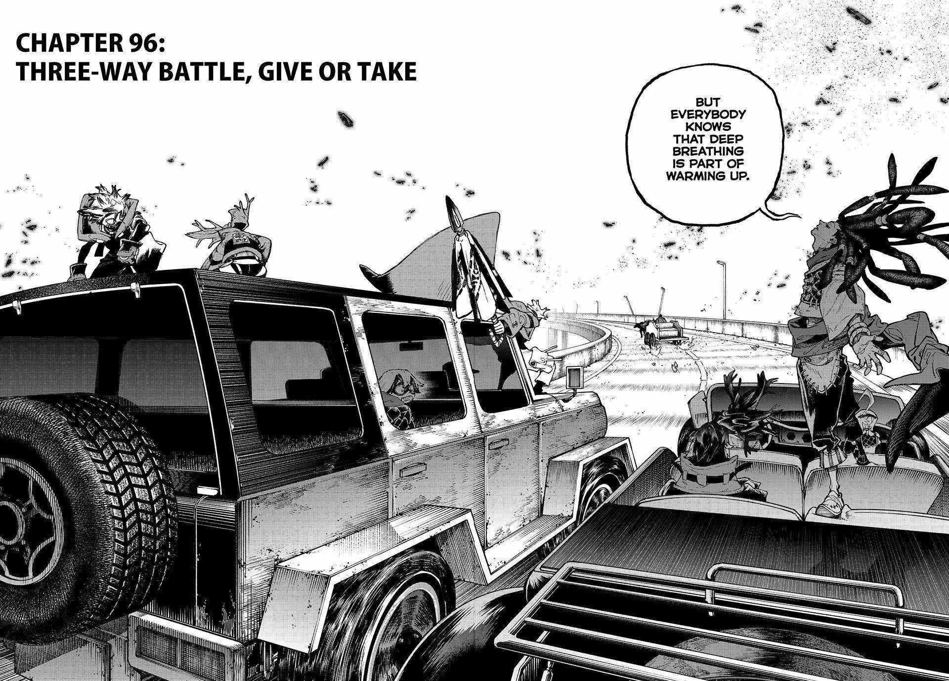 Gachiakuta Chapter 96 page 2 - Chapter 96: Three-way battle, Give or Take!
