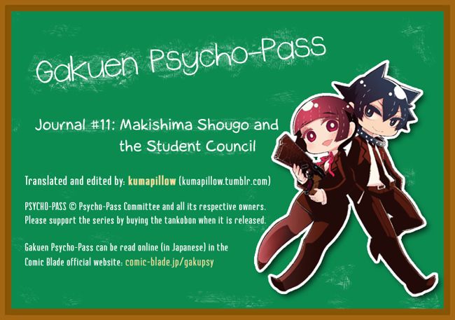 Gakuen Psycho-Pass Chapter 11 page 1 - Chapter 11 : Makishima Shougo and the Student Council