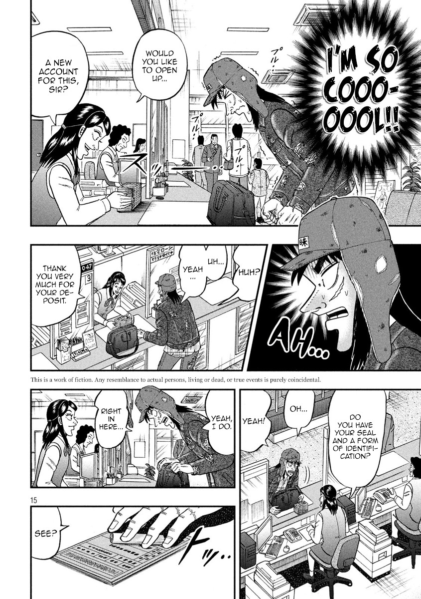 Gambling Outcast Kaiji: The 2.4 Billion Escape Arc - Kaiji Part 6 Chapter 322 page 15 - Chapter 322: Teller Window