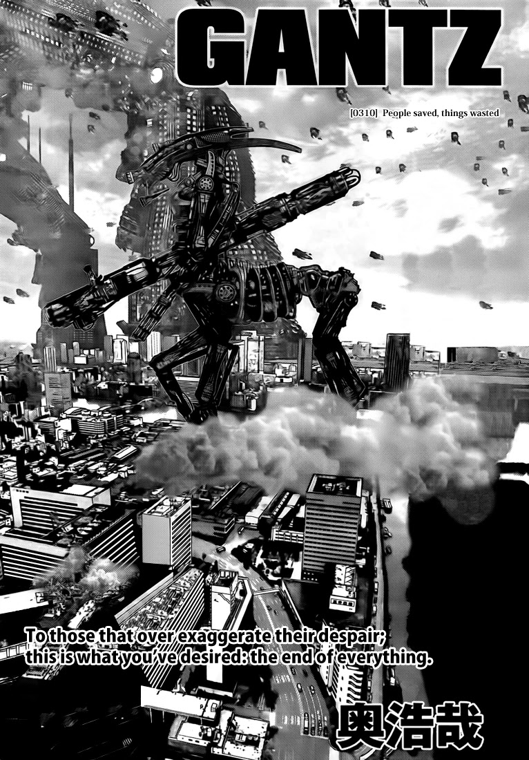 Gantz Chapter 310 page 1 - Chapter 310: People Saved, Things Wasted