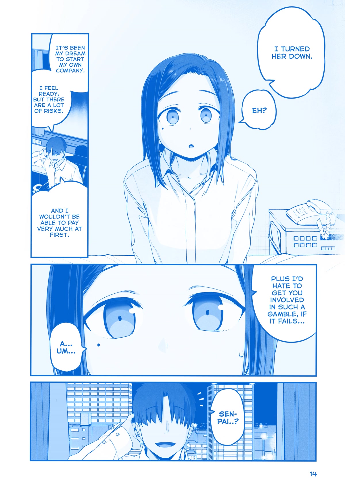 Getsuyoubi no Tawawa Chapter 32 page 13 - Chapter 32: Extra: Unpublished Story: "Business Trip Hotel" (Kouhai-chan)