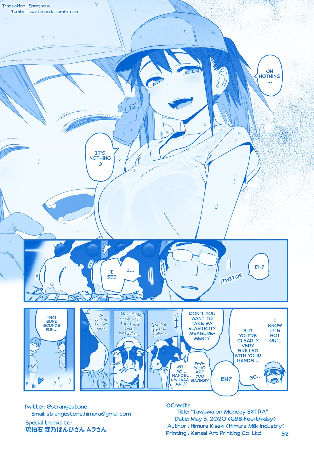 Getsuyoubi no Tawawa Chapter 35 page 8 - Chapter 35: Extra: New Story: "Holstein" (Dairy-chan)