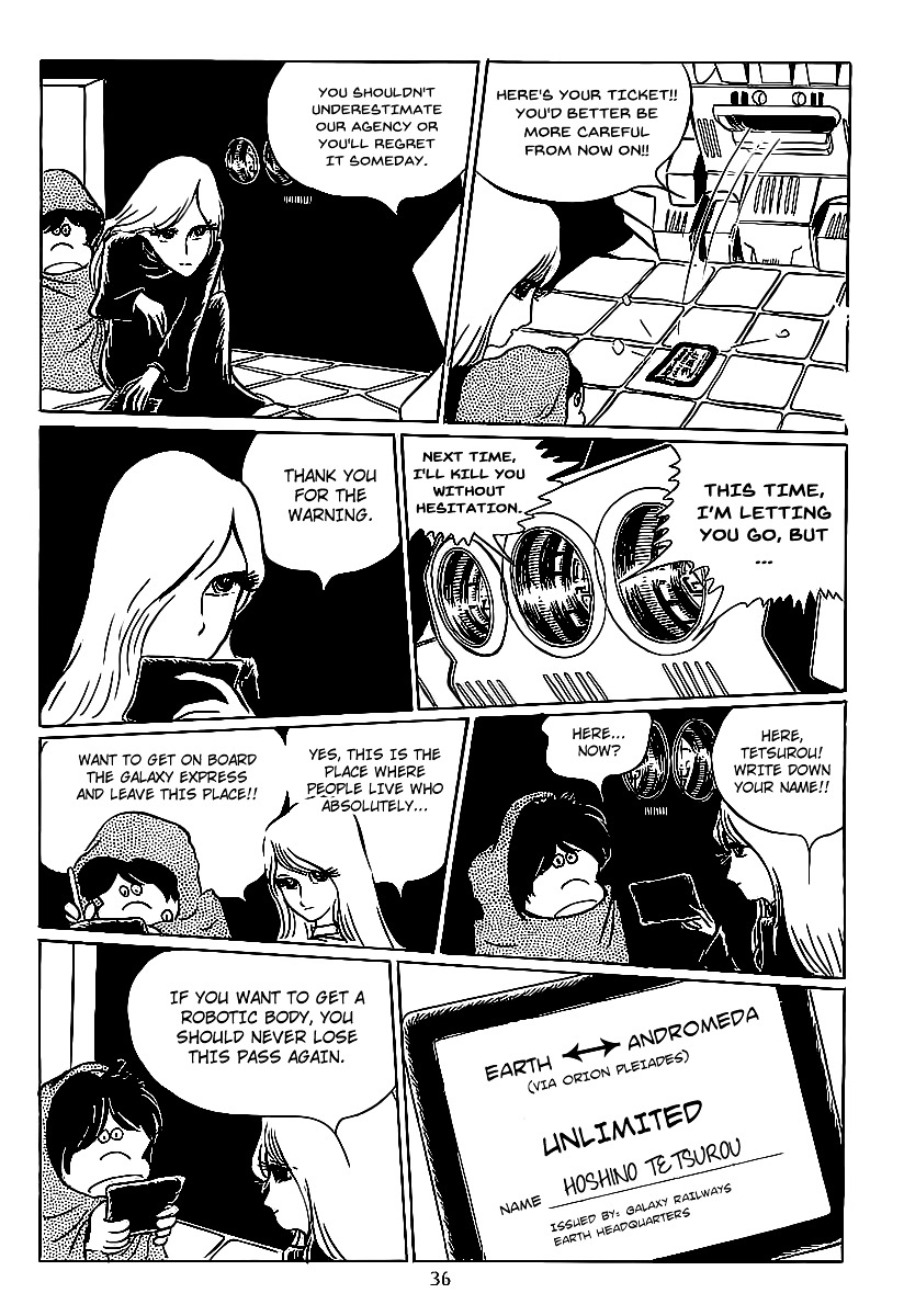 Ginga Tetsudou 999 Chapter 1.2 page 36 - Chapter 1 v2 : The Ballad of Departure