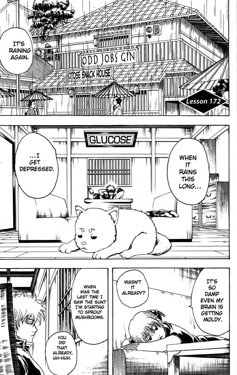 Gintama Chapter 172 page 1 - Chapter 172 : I Hate myself When I Forget the Vinyl Umbrella Even When There's One Hundred Percent Chance of Rain