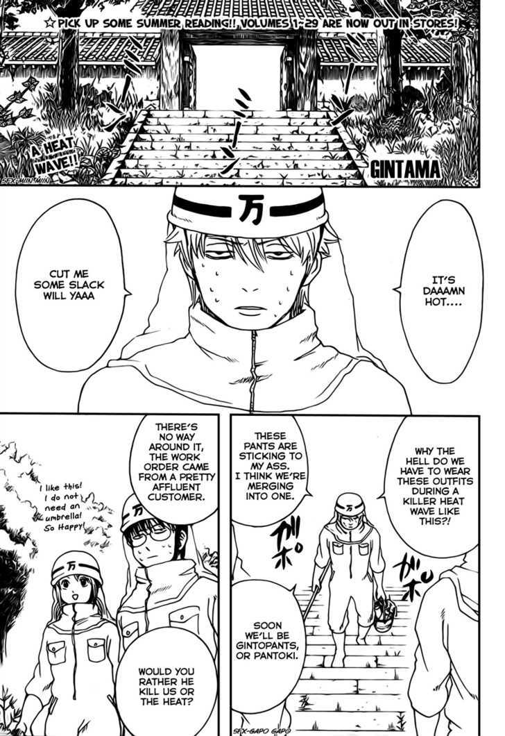 Gintama Chapter 269 page 2 - Chapter 269 : It's only a superstition that bees stings go away when you piss on them. In reality it's just a great way to get germs, so be careful!