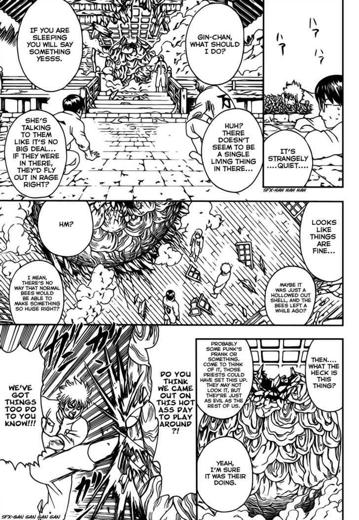 Gintama Chapter 269 page 8 - Chapter 269 : It's only a superstition that bees stings go away when you piss on them. In reality it's just a great way to get germs, so be careful!
