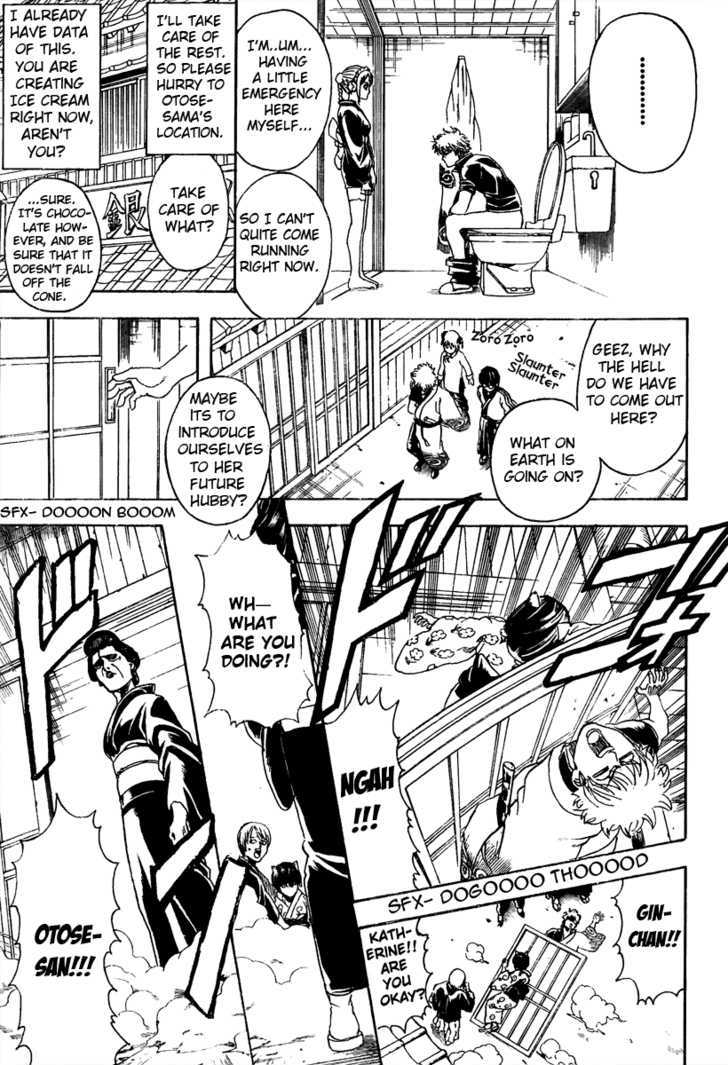 Gintama Chapter 296 page 10 - Chapter 296 : The poster board store's poster girl has enough trouble with two place cards.