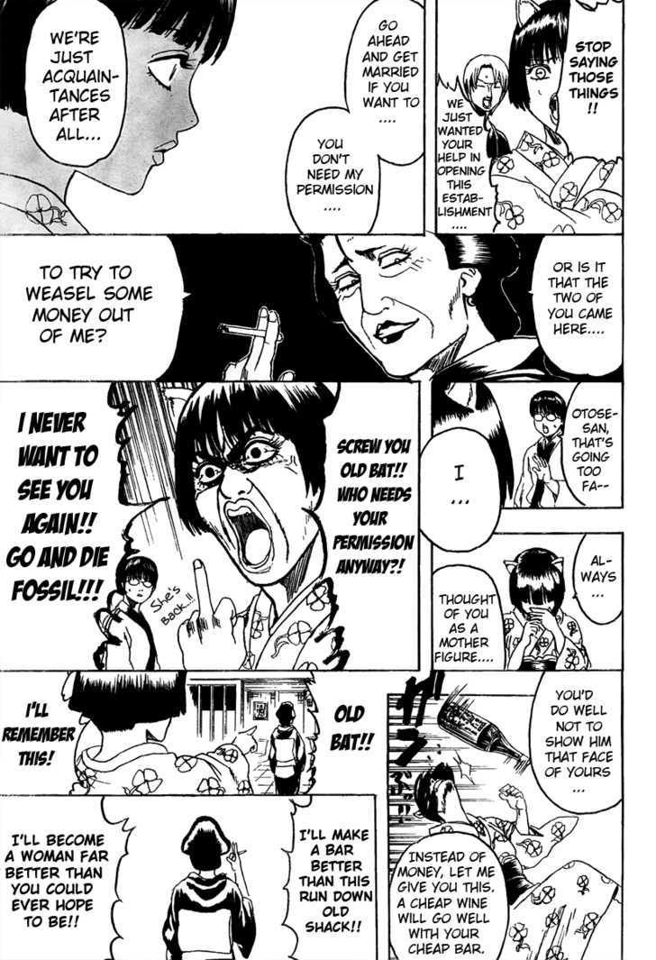 Gintama Chapter 296 page 12 - Chapter 296 : The poster board store's poster girl has enough trouble with two place cards.