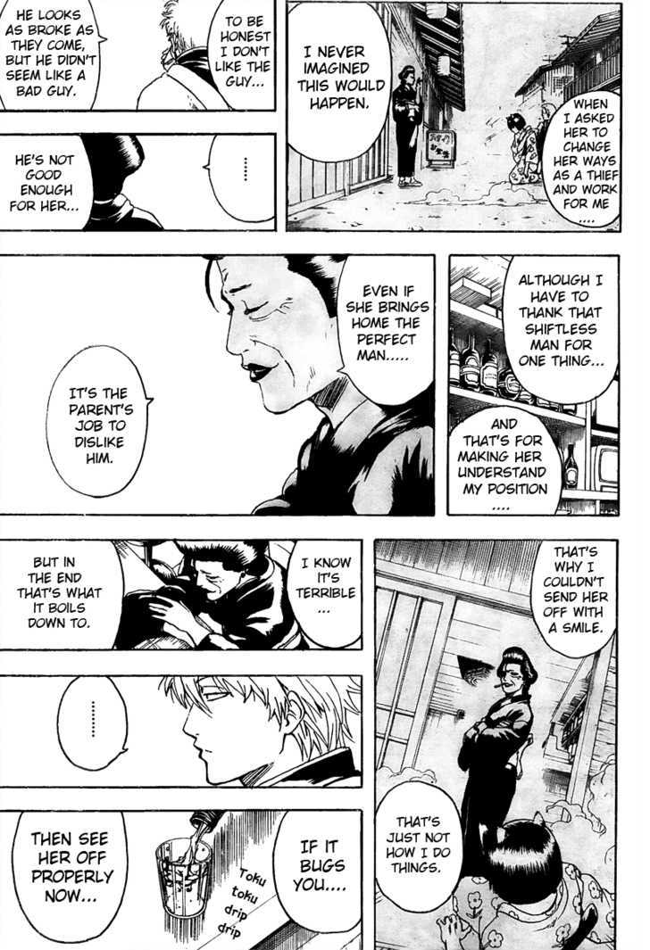 Gintama Chapter 296 page 16 - Chapter 296 : The poster board store's poster girl has enough trouble with two place cards.