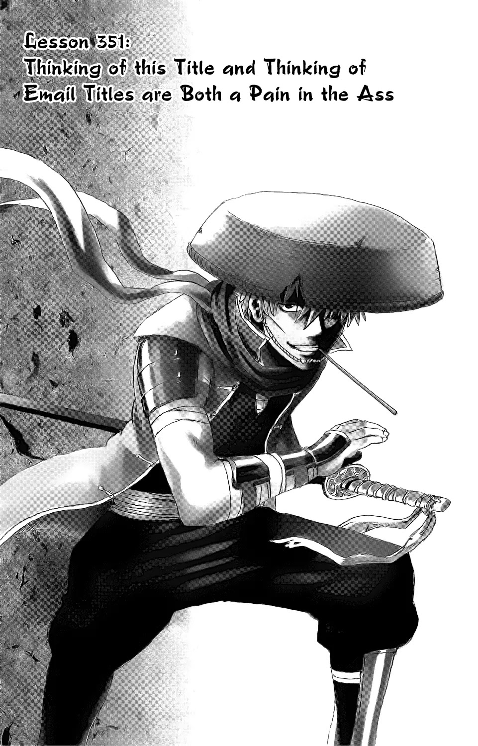 Gintama Chapter 351 page 1 - Chapter 351 : Thinking of a Title for This Thing That Sounds Like a Text Message Subject Was a Pain in the Ass