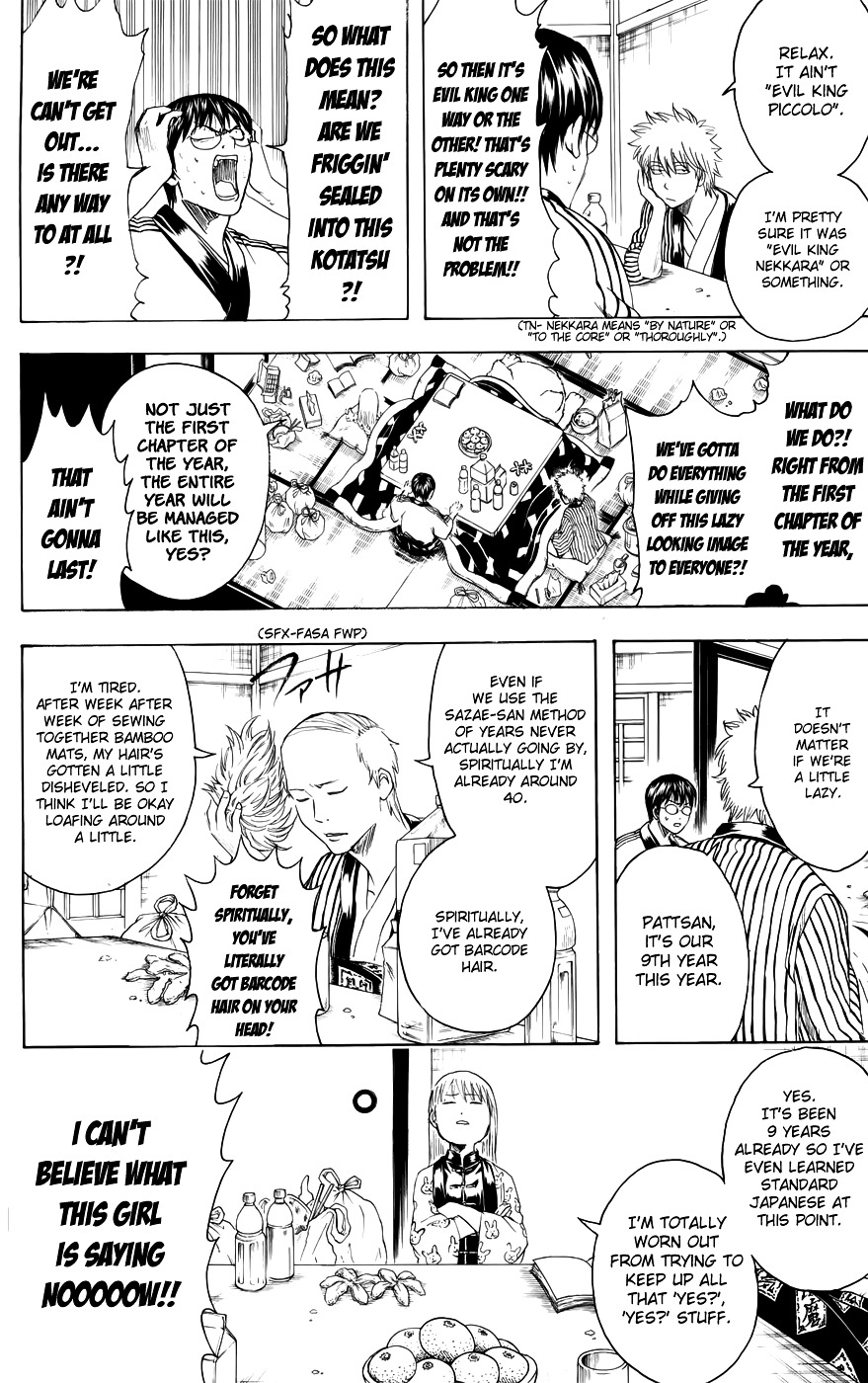 Gintama Chapter 383 page 8 - Chapter 383: When You're Sleeping Under a Kotatsu, Be Careful You Don't Cook Your ...tama