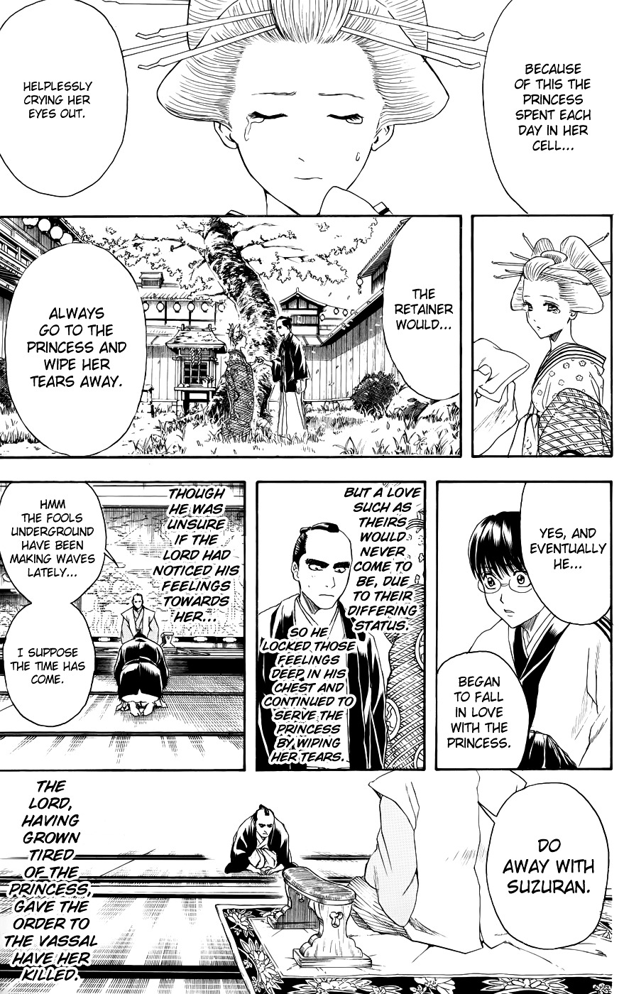 Gintama Chapter 389.2 page 13 - Chapter 389 (v2) : Sleepovers are Where You Get Pranked by the Guys That Go to Sleep Fi...