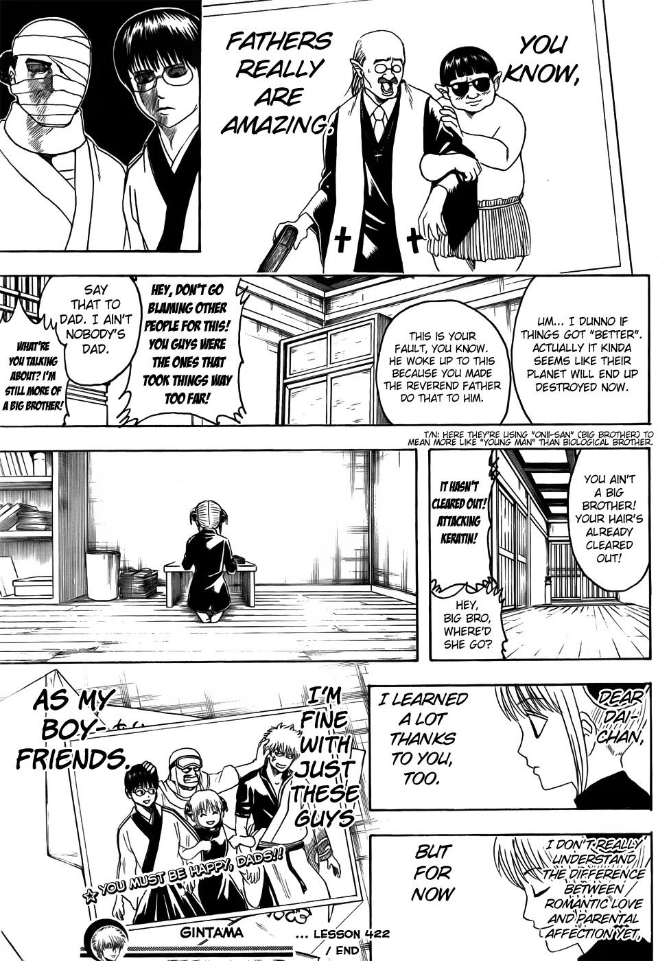 Gintama Chapter 422 page 19 - Chapter 422 : Bald Dad, Gray Haired Dad, and Four-Eyed Dad