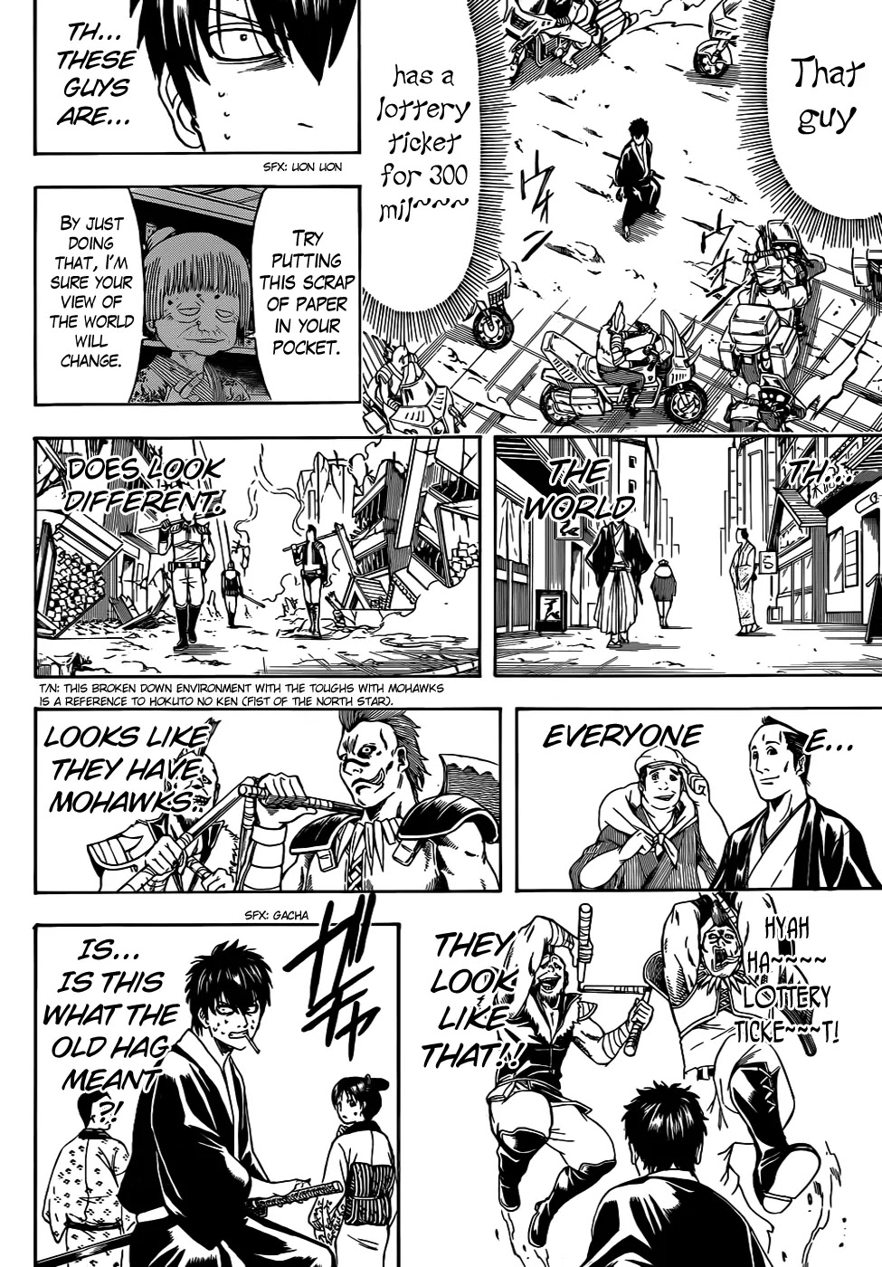 Gintama Chapter 450 page 10 - Chapter 450 : Human Life Lasts Only 50 Years, Contrast Human Life with Life of Geten, it is but a Very Dream and Lottery