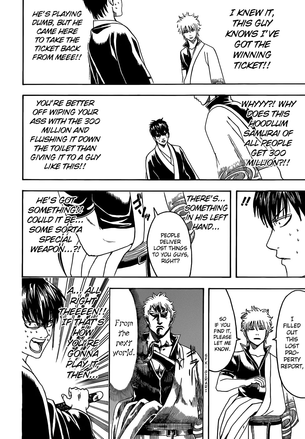 Gintama Chapter 450 page 14 - Chapter 450 : Human Life Lasts Only 50 Years, Contrast Human Life with Life of Geten, it is but a Very Dream and Lottery