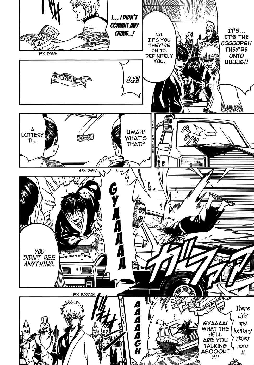 Gintama Chapter 451 page 14 - Chapter 451 : Human Life Lasts only 50 years, Contrast Human Life with Life of Geten , it is but A Very Dream and Mohawks