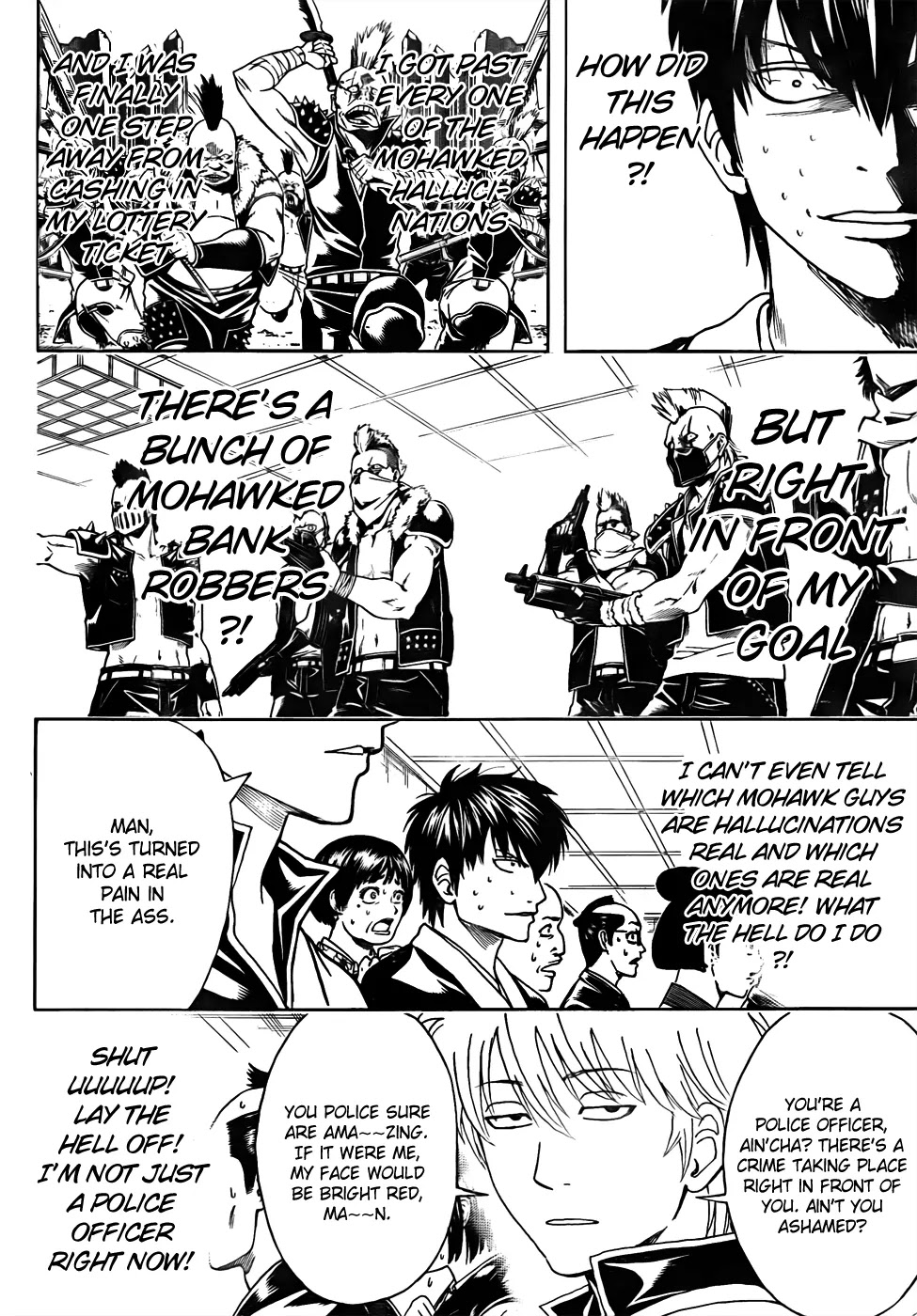 Gintama Chapter 451 page 4 - Chapter 451 : Human Life Lasts only 50 years, Contrast Human Life with Life of Geten , it is but A Very Dream and Mohawks