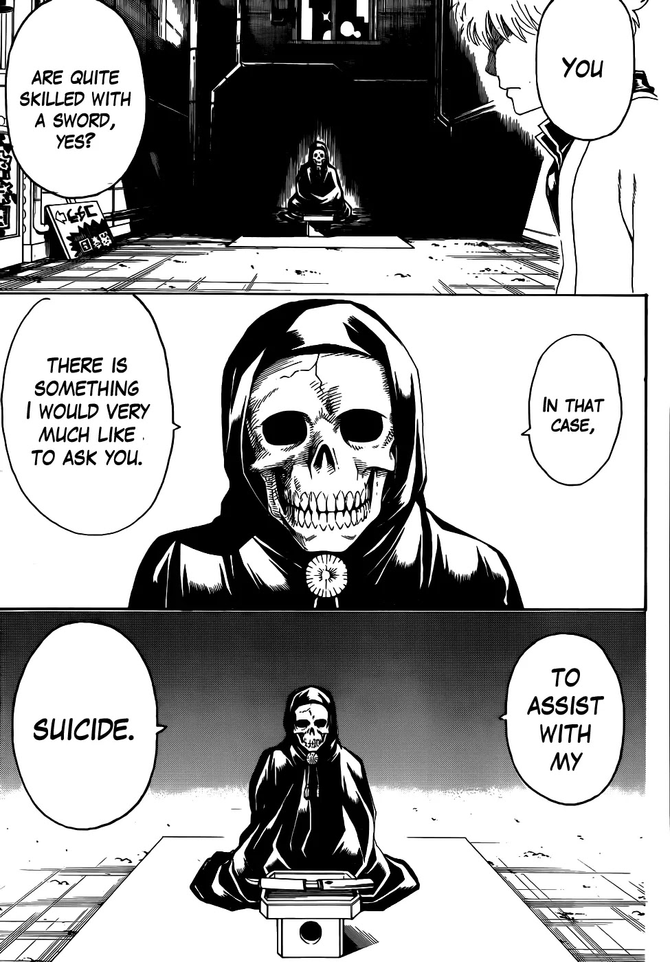 Gintama Chapter 463 page 3 - Chapter 463 : Characters that Show Up Wearing All White Will End Up Dead, Covered in Blood