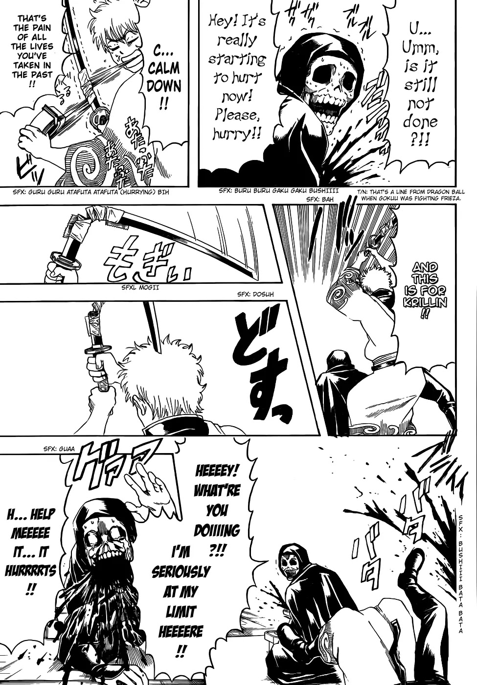Gintama Chapter 463 page 7 - Chapter 463 : Characters that Show Up Wearing All White Will End Up Dead, Covered in Blood