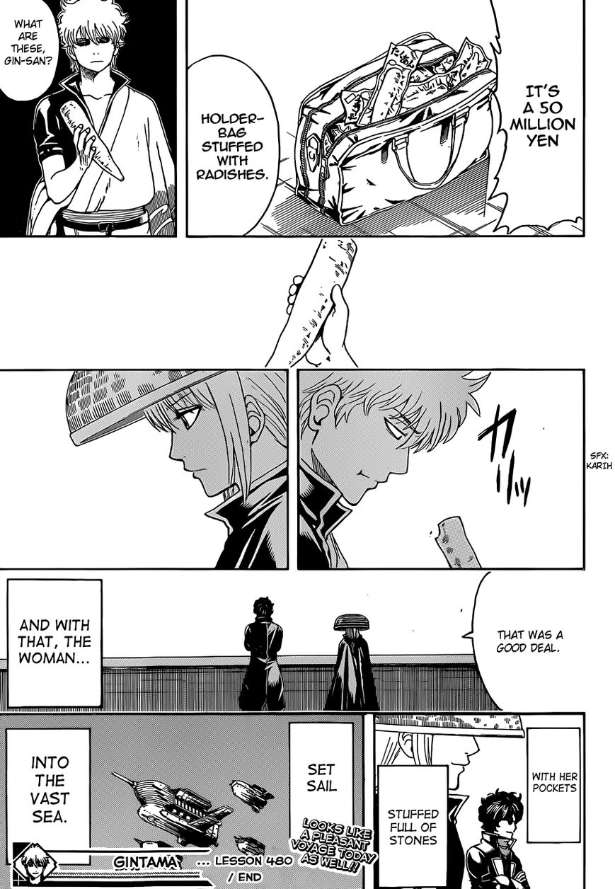 Gintama Chapter 480 page 17 - Chapter 480 : Always Open Bags as if They Have Rocks Inside