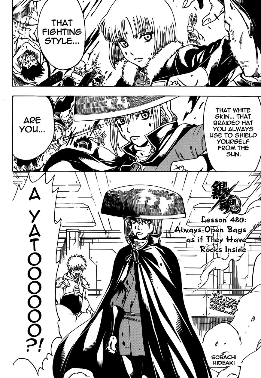 Gintama Chapter 480 page 4 - Chapter 480 : Always Open Bags as if They Have Rocks Inside
