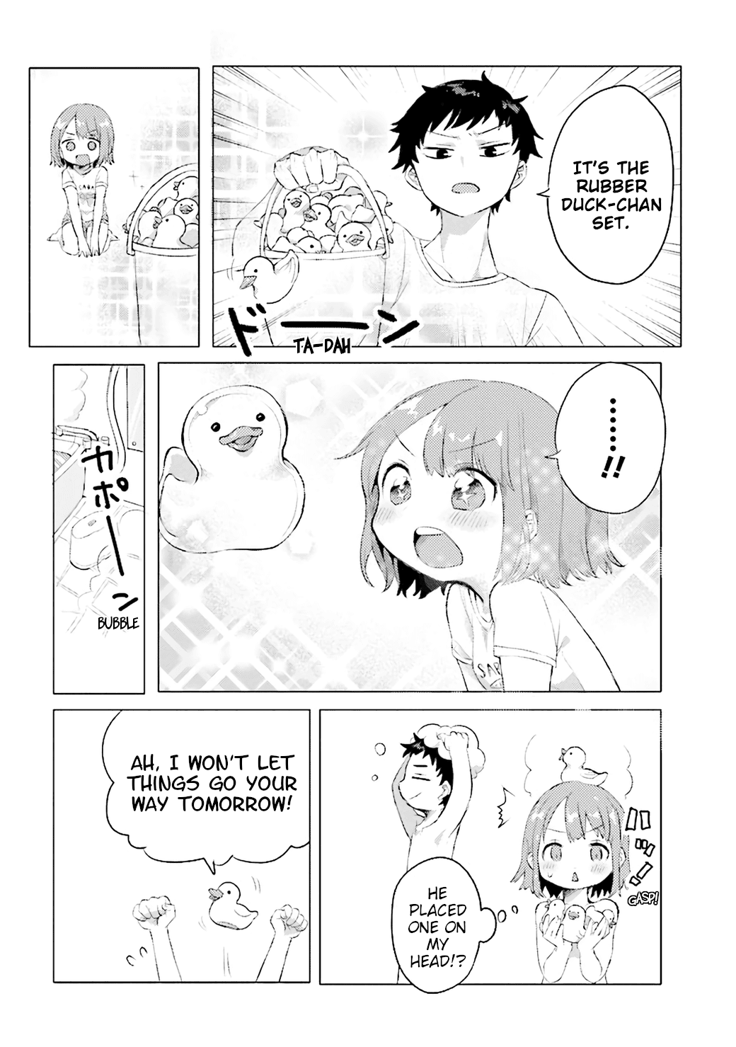 Girlfriend Who Absolutely Doesn’t Want to Take a Bath VS Boyfriend Who Absolutely Wants Her to Take a Bath Chapter 1 page 4 - Chapter 1: Rubber Ducks