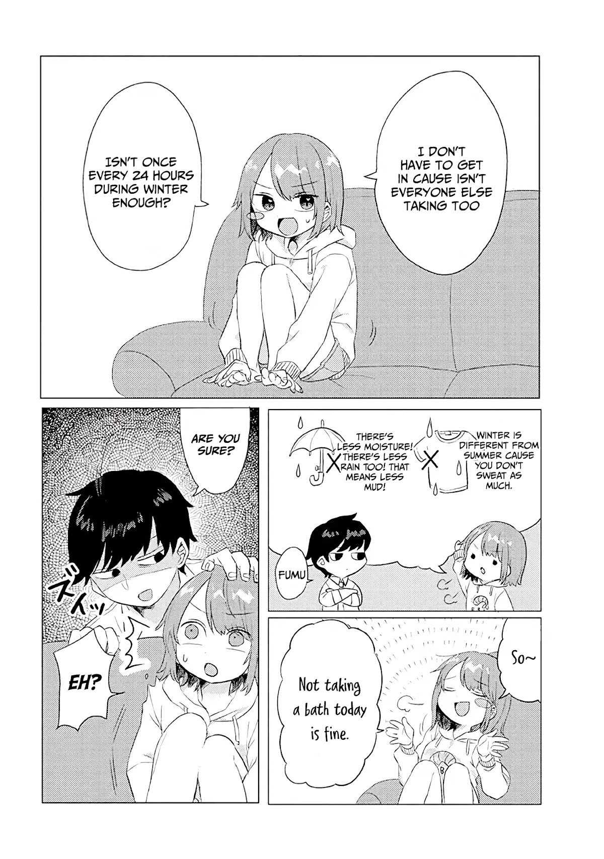 Girlfriend Who Absolutely Doesn’t Want to Take a Bath VS Boyfriend Who Absolutely Wants Her to Take a Bath Chapter 7 page 3 - Chapter 7: Smell