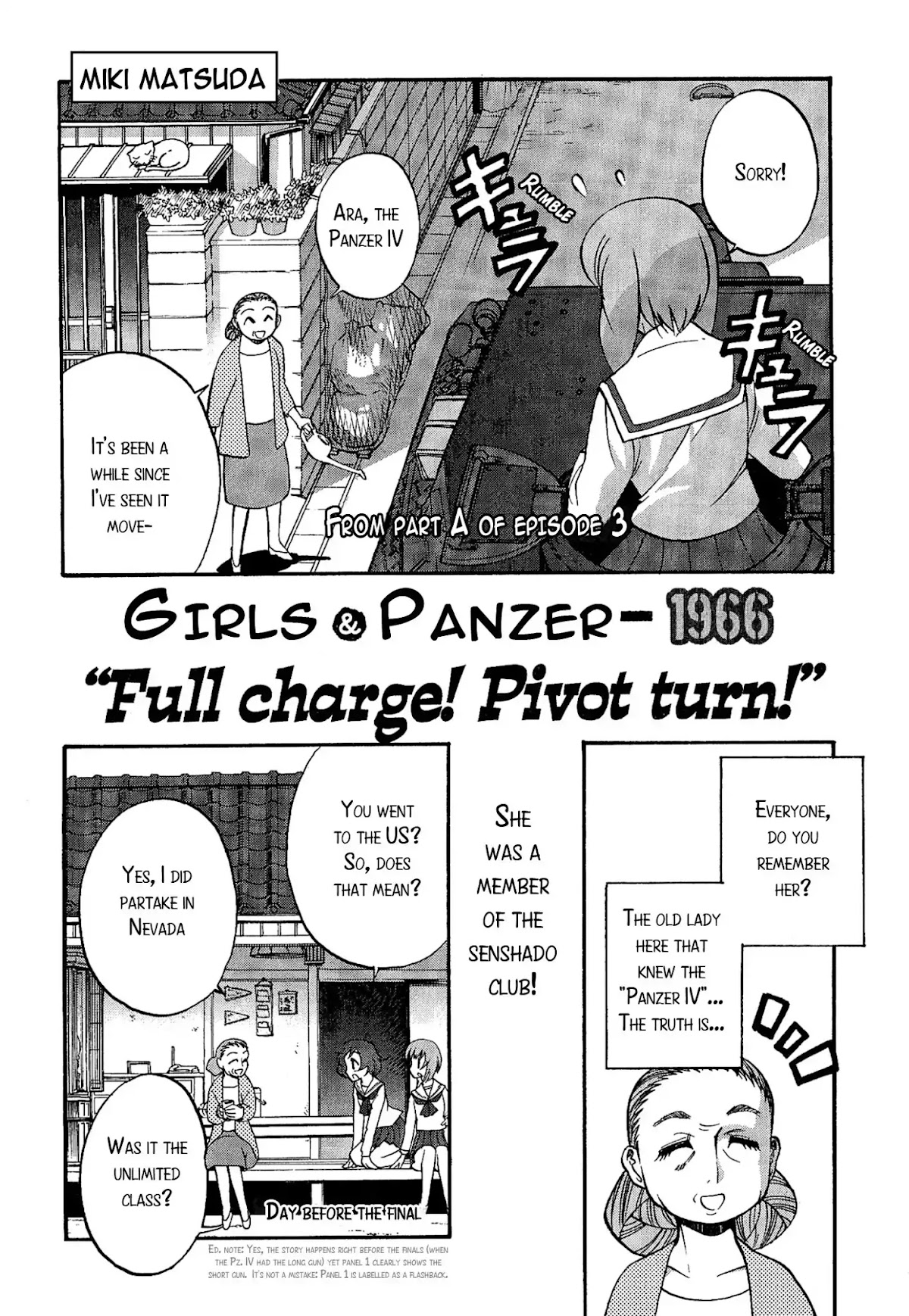 Girls & Panzer - Comic Anthology Chapter 1.13 page 1 - Vol.1 Chapter 13: +14: Girls und Panzer – 1966 – "Full charge! Pivot turn!"