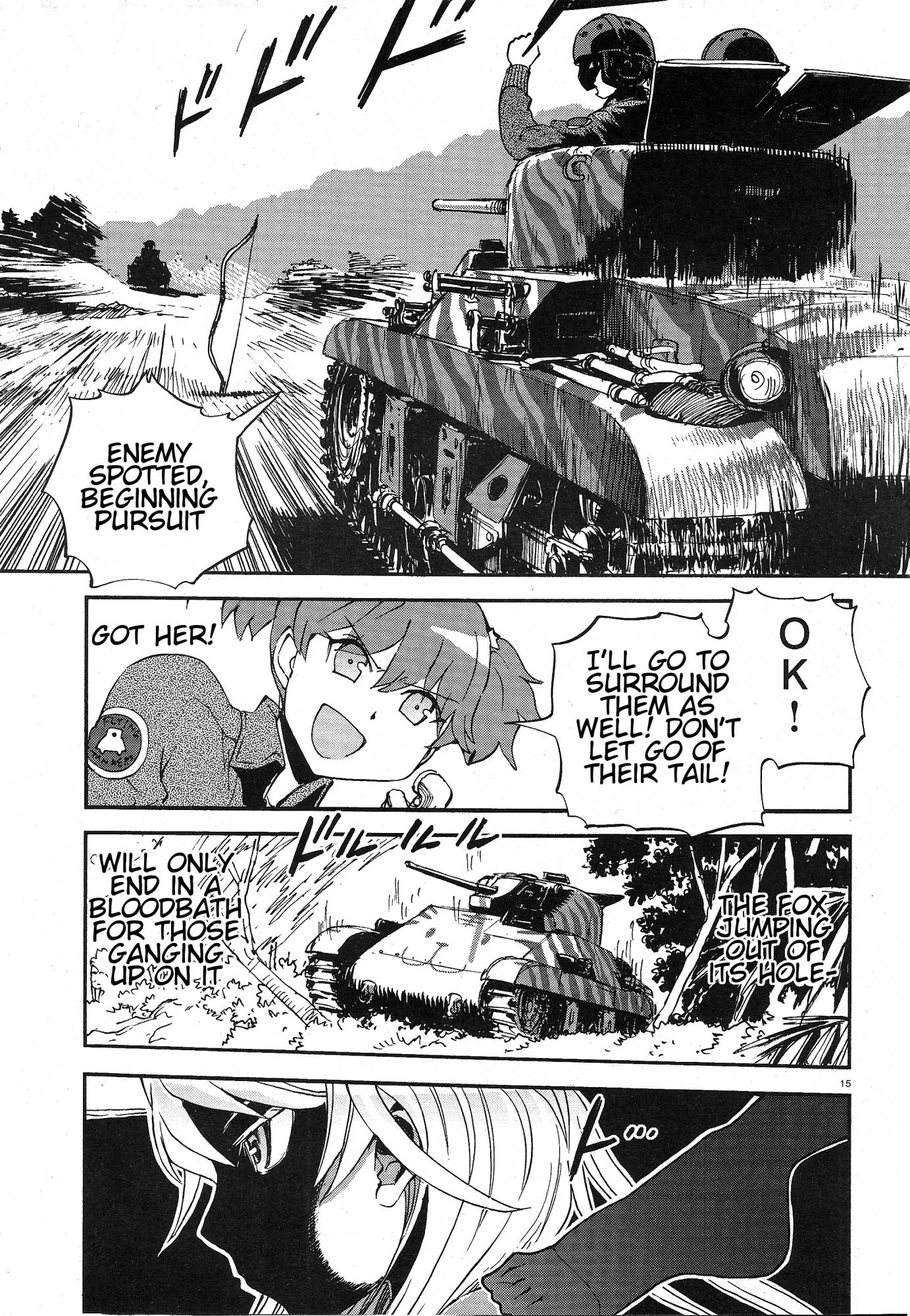 Girls & Panzer - Ribbon no Musha Chapter 4 page 15 - Chapter 4: Centipede Team, Move Out!