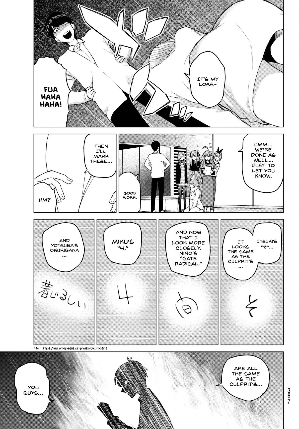 Go-Toubun no Hanayome Chapter 35 page 15 - Chapter 35: Detective Fuutarou and the Five Suspects