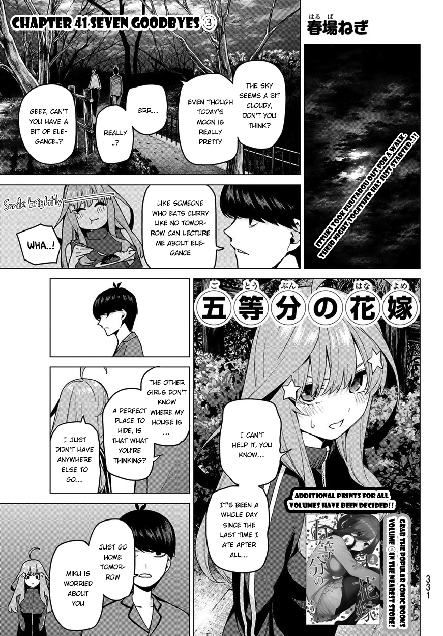 Go-Toubun no Hanayome Chapter 41 page 2 - Chapter 41: Seven Goodbyes ③