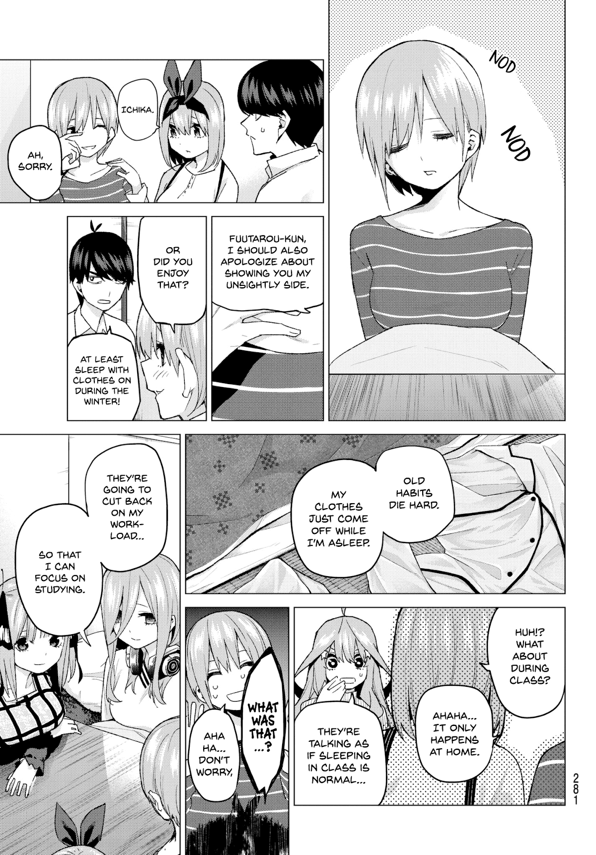 Go-Toubun no Hanayome Chapter 52 page 5 - Chapter 52: Good Work Today ①