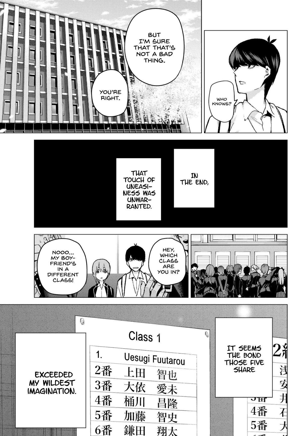 Go-Toubun no Hanayome Chapter 69 page 19 - Chapter 69: Welcome to Class 3-1