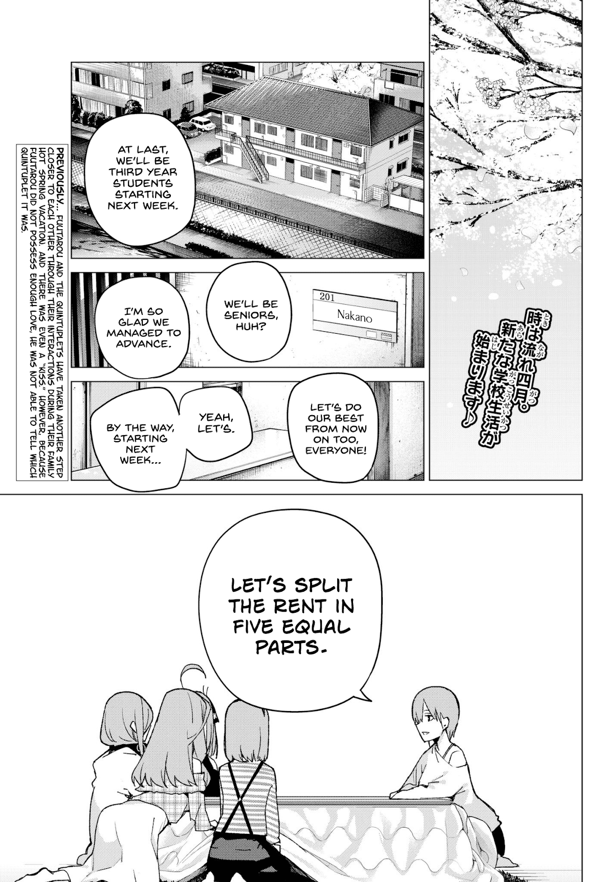 Go-Toubun no Hanayome Chapter 69 page 3 - Chapter 69: Welcome to Class 3-1