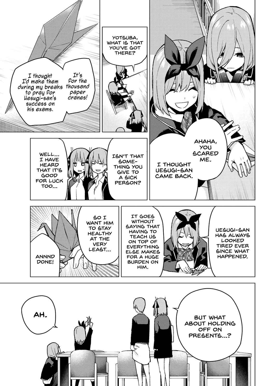 Go-Toubun no Hanayome Chapter 75 page 12 - Chapter 75: The Five Cranes Show their Gratitude