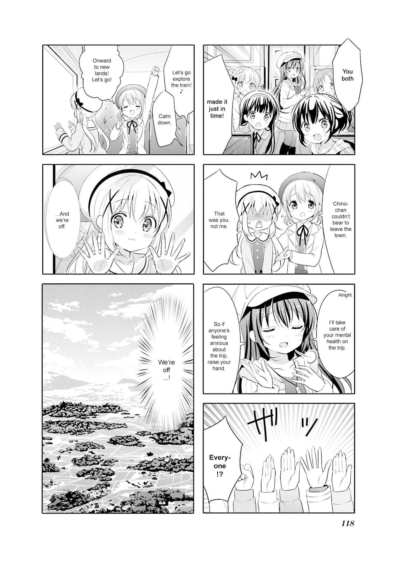 Gochuumon wa Usagi Desu ka? Chapter 7.13 page 8 - Vol.7 Chapter 13: Waai Waai Try · Traveler!