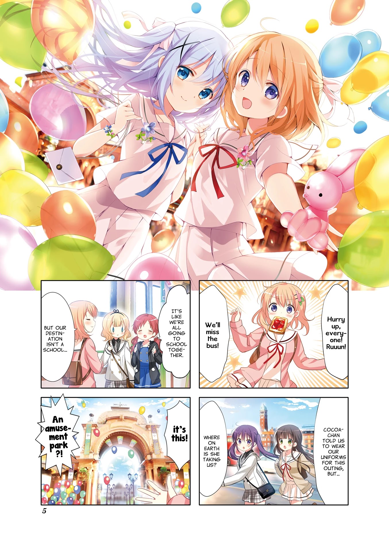 Gochuumon wa Usagi Desu ka? Chapter 9.1 page 5 - Vol.9 Chapter 1: Treasure Box Roller Coaster