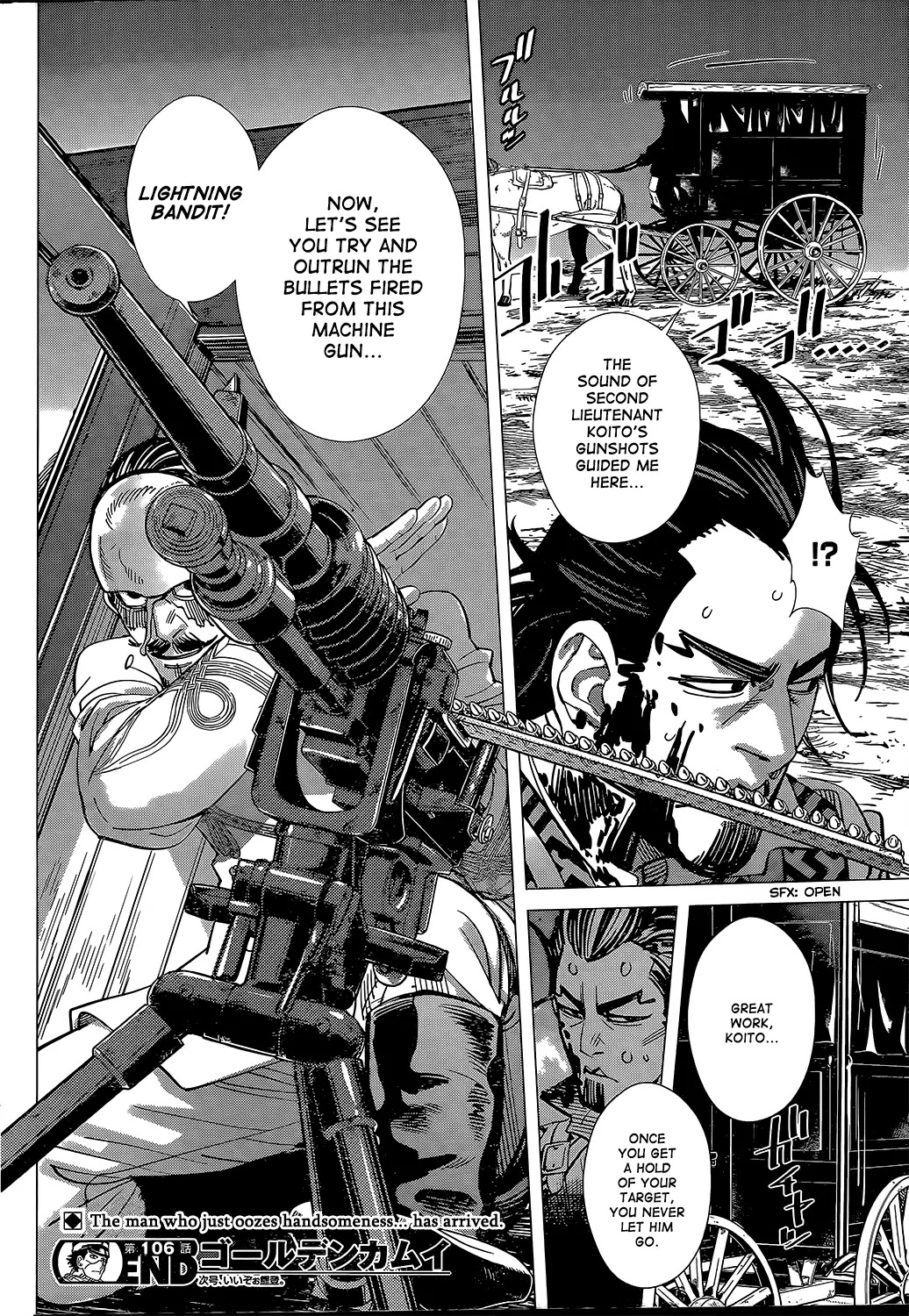 Golden Kamui Chapter 106 page 15 - Chapter 106: Faster than a Speeding Bullet
