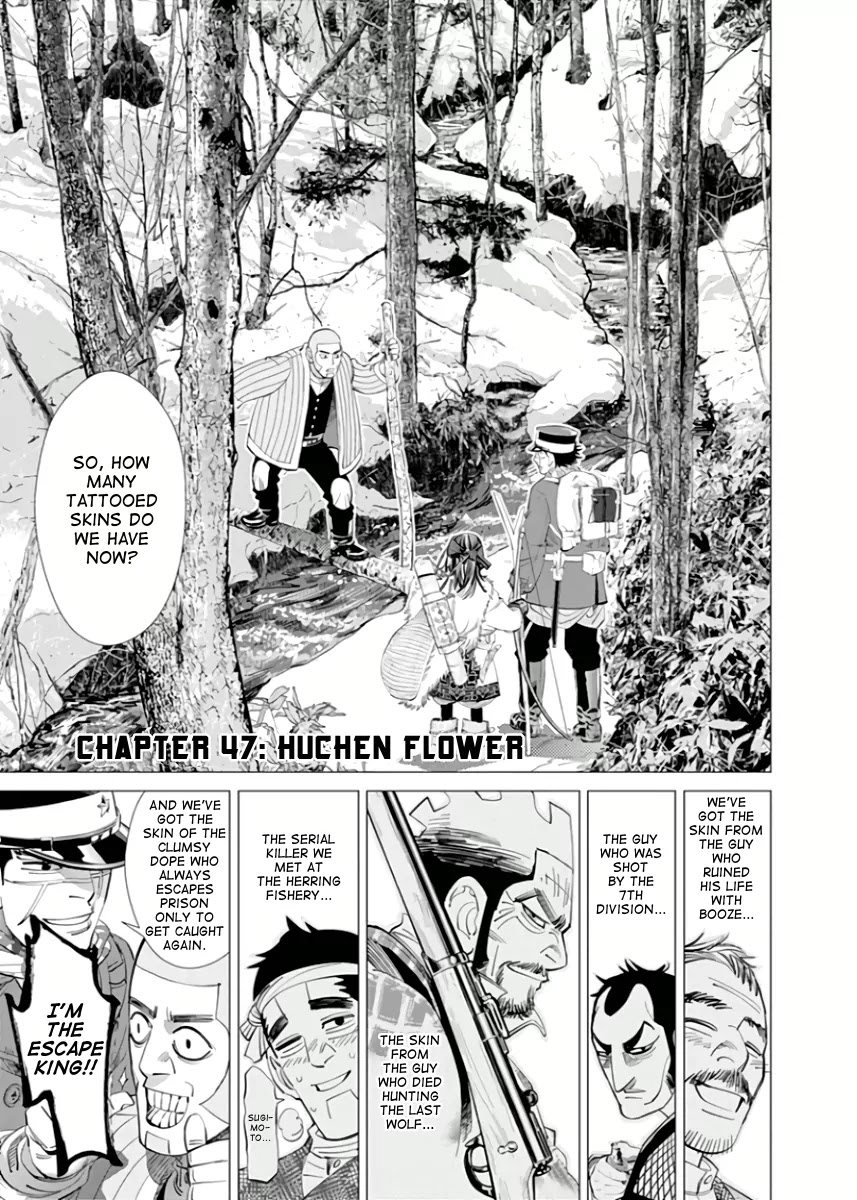 Golden Kamui Chapter 47 page 1 - Chapter 47: Huchen Flower