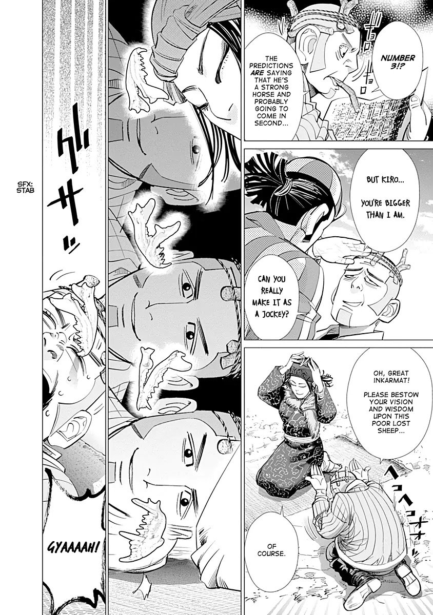 Golden Kamui Chapter 62 page 2 - Chapter 62: Kiroranke, Substitute Jockey