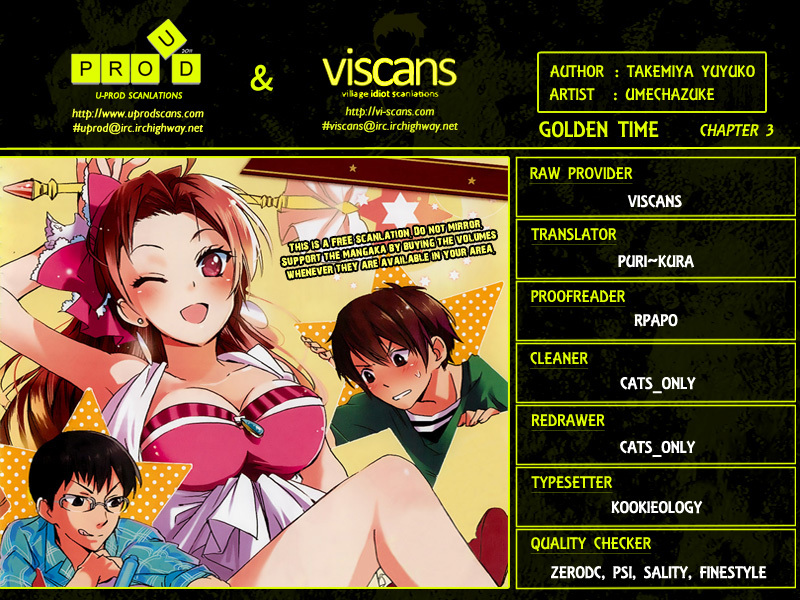 Golden Time (Umechazuke) Chapter 3 page 1 - Chapter 3: Welcome! Neo-Children
