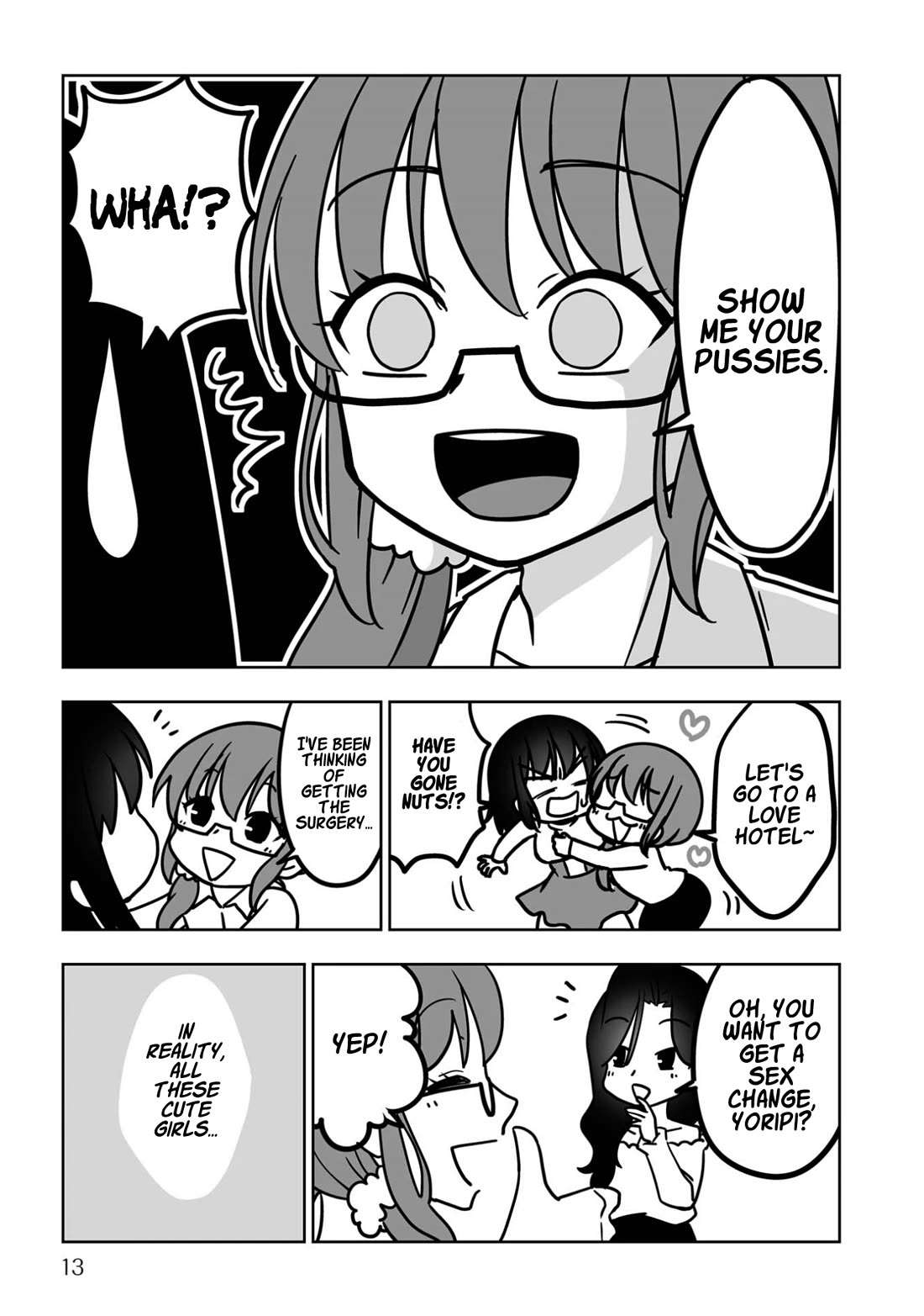 Goodbye Chinchin Welcome Manman (I Wanted to Be an Office Lady so I Had SRS) Chapter 1 page 4 - Chapter 1: How to Get a Sex Change (Girls' Night at the Love Hotel)
