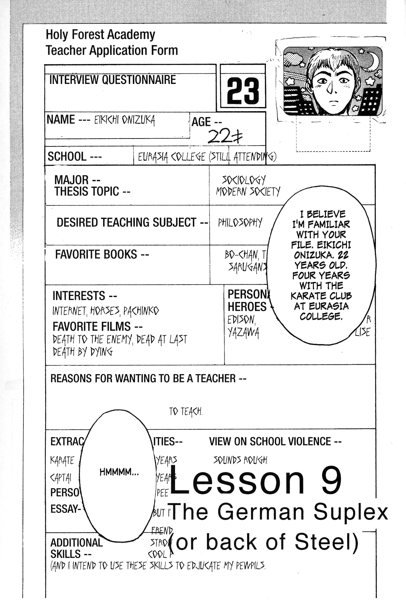 Great Teacher Onizuka Chapter 9 page 1 - Chapter 9: Furious German Reverse Suplex