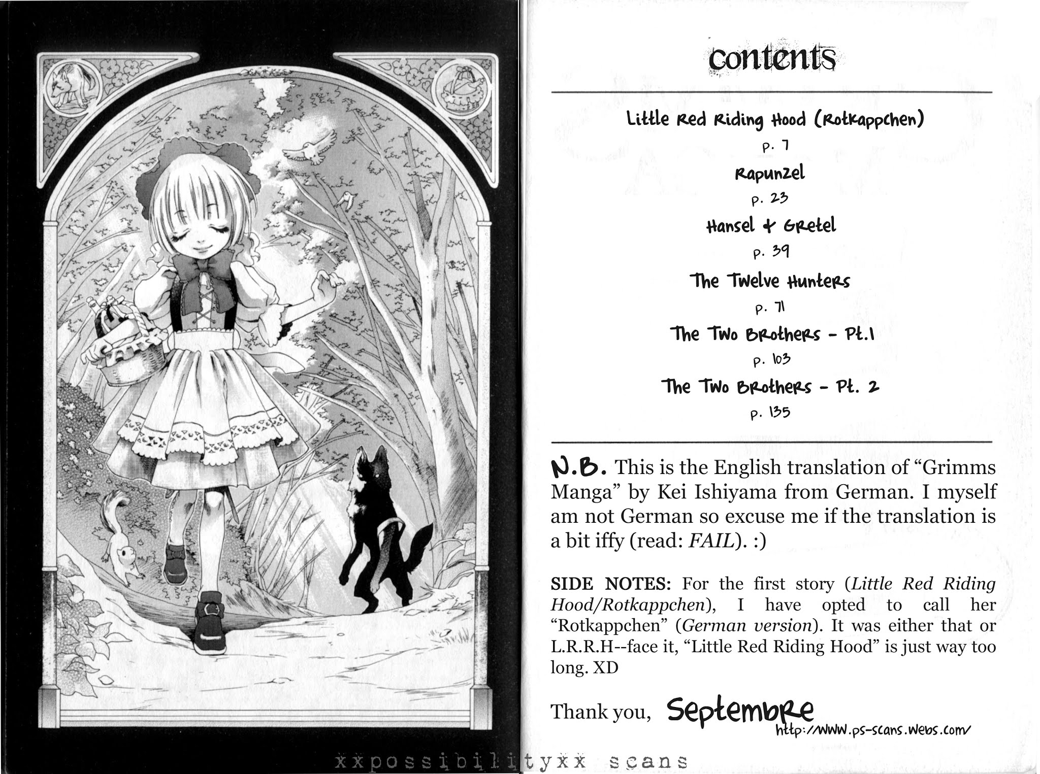 Grimms Manga Chapter 1.1 page 3 - Vol.1 Chapter 1: Little Red Riding Hood (Rotkappchen)