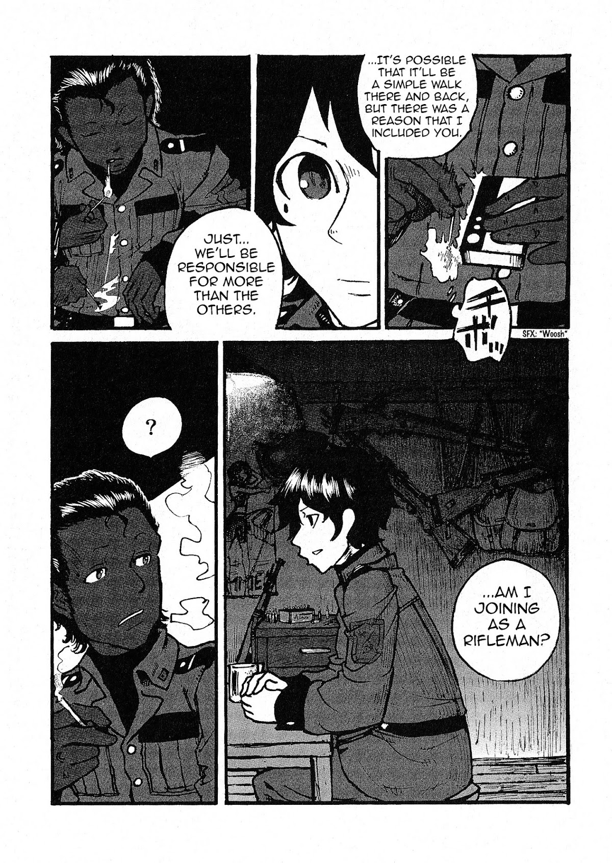 Groundless - Sekigan no Sogekihei Chapter 3 page 18 - Chapter 3 : One can't turn into a useful soldier in just 3 days + Volume 1 extras