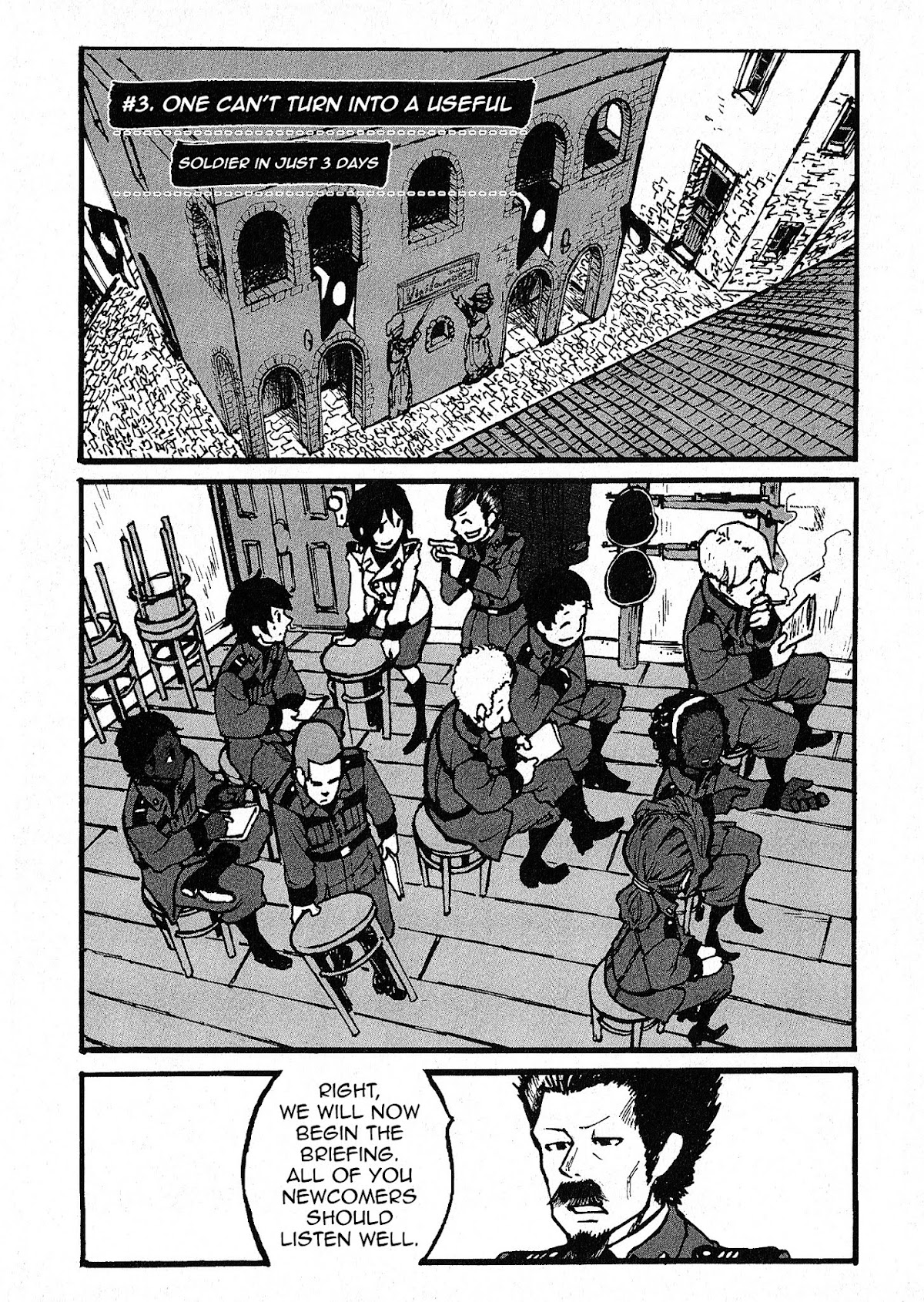 Groundless - Sekigan no Sogekihei Chapter 3 page 2 - Chapter 3 : One can't turn into a useful soldier in just 3 days + Volume 1 extras