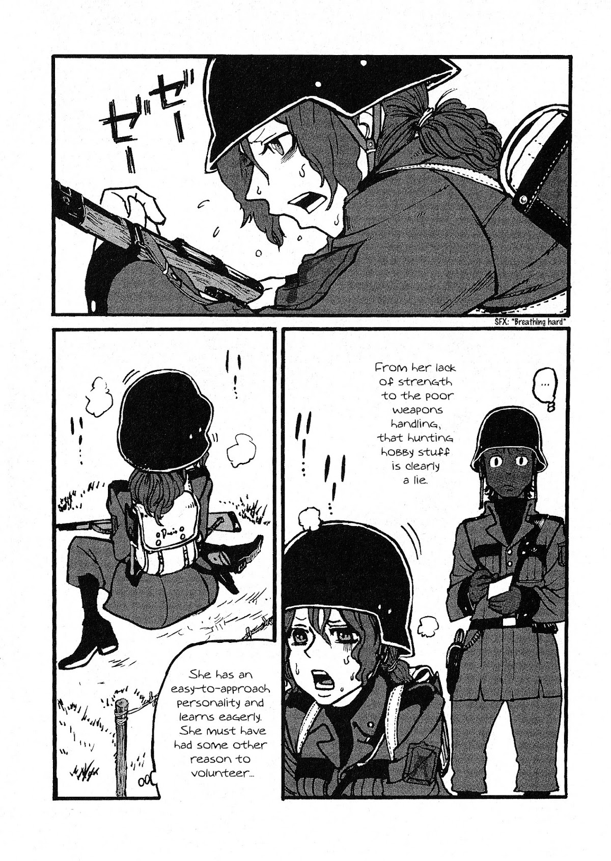 Groundless - Sekigan no Sogekihei Chapter 3 page 8 - Chapter 3 : One can't turn into a useful soldier in just 3 days + Volume 1 extras
