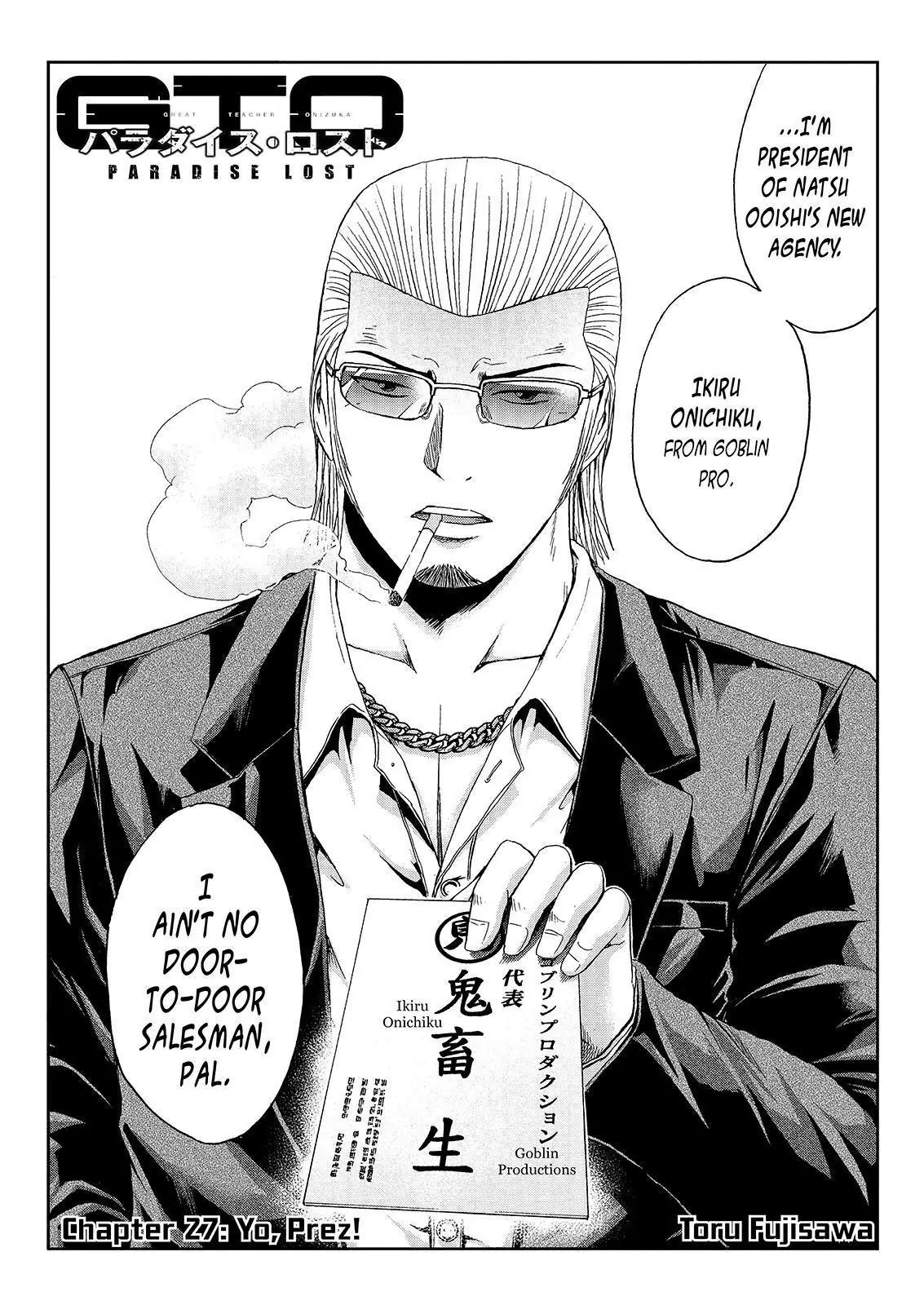 GTO - Paradise Lost Chapter 27 page 2 - Chapter 27: Yo, Prez!